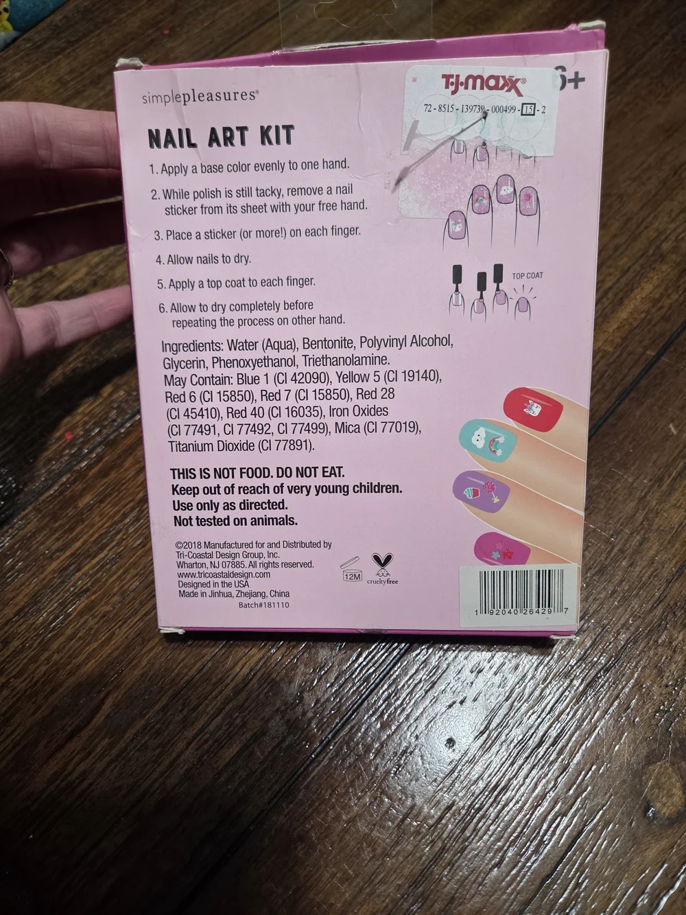Nail Art Kit for Kids - Pink, Teal, Red & Light Pink Polishes